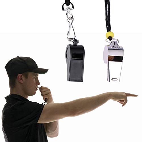 Apitos esportivos de aço inoxidável com cordão, 6 peças, da Stobok, apitos altos e nítidos para técn