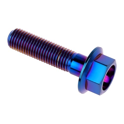 Image of Ti Screws M10 x 20 25 30 35 40 45 50 55 60 65 70 75 80 90 100mm 1.25 Pitch Titanium Flange Hex Bolt Pack of 4 (Burnt Blue, M10x40mm)