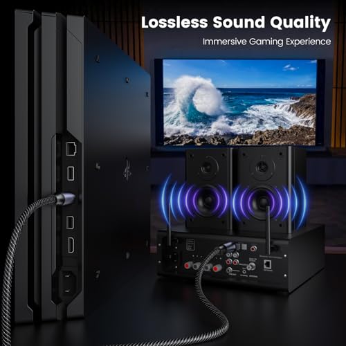 MOSWAG Cable De Audio Toslink, Cable De Cable De Fibra Ptica Digital, Cable De Extensin De Cable De Fibra Ptica Dorado De 24K, Adecuado Para Altavoces De Barra, Televisin, Xbox, Dvd (1M) - imagen 5