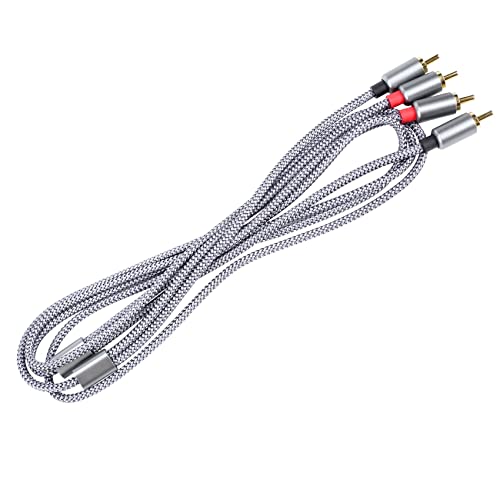 Cpolebev Cable EstéReo, [6 Pies / 1,8 M, Doble Blindado Chapado en ] Cable de Audio EstéReo Macho a Macho para Cine en Casa