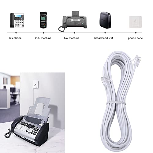 Image of Telephone landline Extension Cord Cable Cord with Standard RJ-11 6P4C Plug (6Ft-3Pack-White, White)