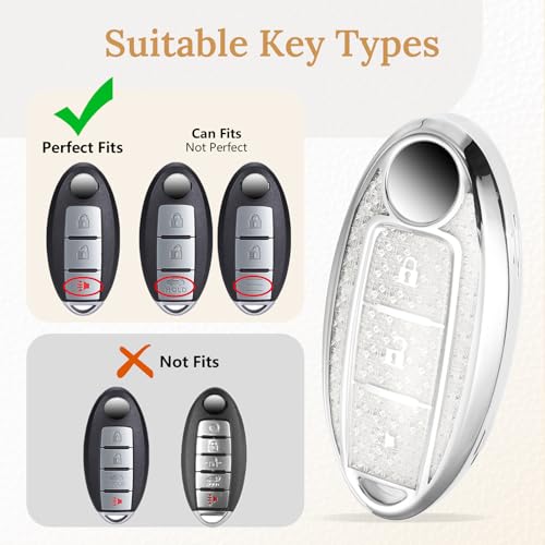 Image of Key Fob Cover for Nissan, White Rhinestone Loop