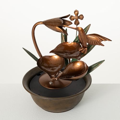 Sullivans Copper Hummingbird Water Fountain with Easy Set-up Pump, Small Desk Waterfall for Meditation, Indoor or Outdoor Garden, Patio, Living Room and Office Home Décor