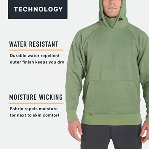 Grunden’s Men’s Dillingham Tech Sweatshirt Hoodie | Insulated, Moisture Wicking, Olivine Heather, Large #TOP2