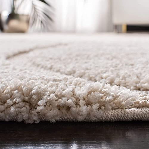 Image of Export Quality Microfiber Hand Woven Shaggy Carpet Collection with 2 inch Pile Height Carpet for Living Room & Hall Size 4x4 feet Round coular Ivory