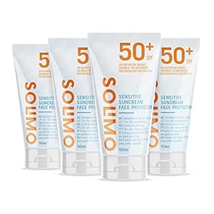 Amazon-merk: Solimo – Sun – zonnecrème voor het gezicht SPF 50+ voor de gevoelige huid, met vitamine E, antioxidant (4 x…