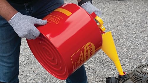 eagle 5 gallon type i red safety gas can for gasoline with flame arrester self-closing lid and f-15 funnel made in the usa galvanized steel flammable storage can ui50fs