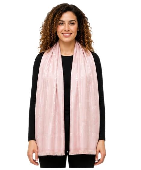 manra Women's Light Pink Printed Silk Blend Shawl | Soft Lightweight Elegant Long Wrap for Casual, Party and Daily Wear-picture-57