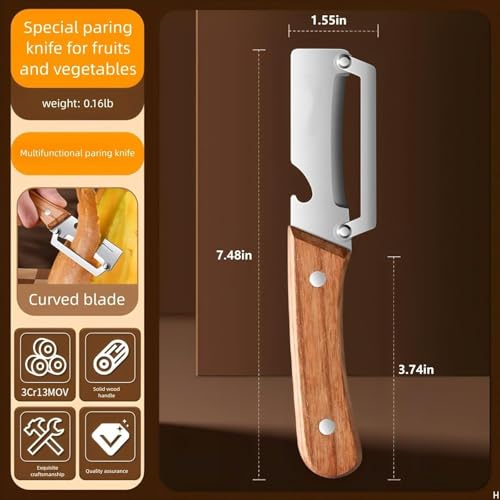 Image of Multi-Functional Vegetable Peeler for Kitchen, Stainless Steel Peeler with Wooden Handle and Bottle Opener, Single Blade Peelers Tool, Suitable for Vegetables or Fruits - 1Pcs