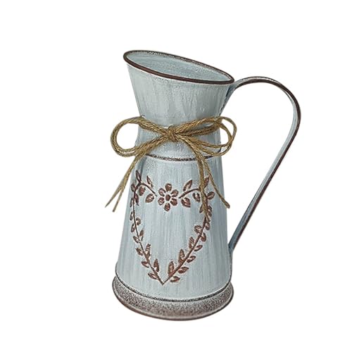Vase, Vase Vintage Rustique en Métal Galvanisé – Design Unique Cœur & Corde – Décoration d'Intérieur pour Salon, Balcon ou Cadeau Saint-Valentin – Style...