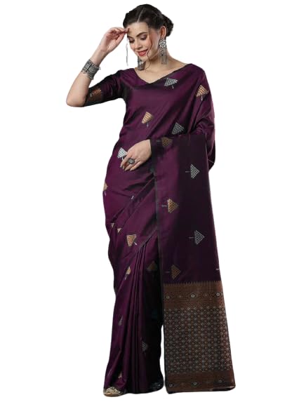 Image of Flosive Women Woven Beautiful Mix Color Kanjivaram Silk Saree With Zari Weaving