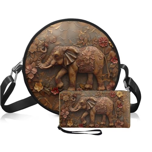 Set de Bolsa Circular para Mujer y Niñas con Billetera miniatura 1
