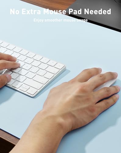 Image of Aothia Faux Leather Desk Mat - Large Mouse Pad, Non-Slip PU Leather Blotter, Waterproof Writing Surface for Office and Home (Baby Blue, 40 inch x 24 inch)