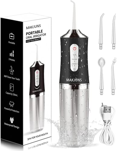 MAKJUNS-Water-Flosser-Cordless-Teeth-Cleaner-with-3-Modes-4-Jets-Rechargeable-IPX7-Waterproof-Dental-Oral-Irrigator-for-Travel-Home-BracesIvory-Black-6-count