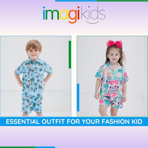 Disney Mickey Mouse Minnie Mouse Hawaiian Button Down Shirt and Shorts Outfit Set Toddler to Big Kid Sizes (2T - 14-16)2