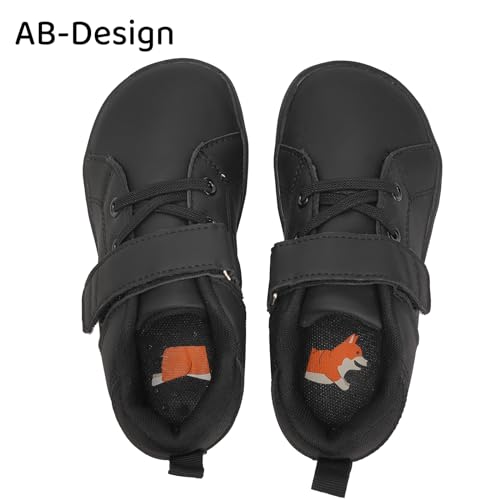 WateLves Toddler Little Kid Wide Barefoot The First Walking Shoes Girls Boys Leather Uniform Dress Shoes Lightweight Splay Naturally Minimalist Sneakers (Black, 23)3