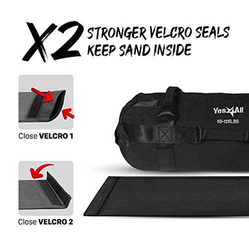 Yes4All Sandbag Weights/Weighted Bags - Sandbags For Fitness, Conditioning With Adjustable Weights (Black - L) #TOP3