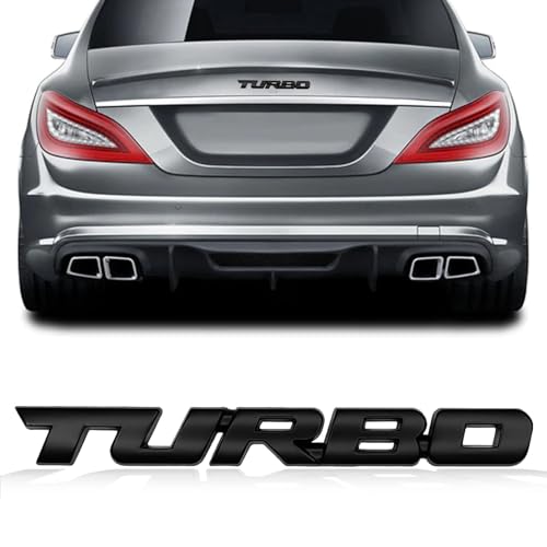 Image of Msyuusr 2PCS Turbo Car Emblem, Premium Metal Turbo Badge, 3D Turbo Metal Fender Logo Badge Sticker, Car Accessories Car Emblem Decal for All Cars, Truck, SUV（Black）