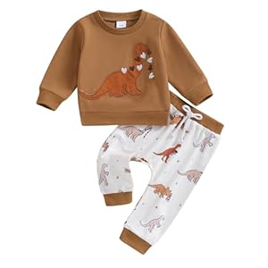 Geagodelia Baby Boy Clothes Outfits Fall Winter Dinosaur Print Tracksuit Long Sleeve Sweatshirt Trouser Sets