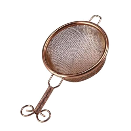 Passoire à thé en acier, écumoire avec poignée courte, petit tamis à main, mini tamis à farine, infuseur à thé en maille (poignée courte or rose)