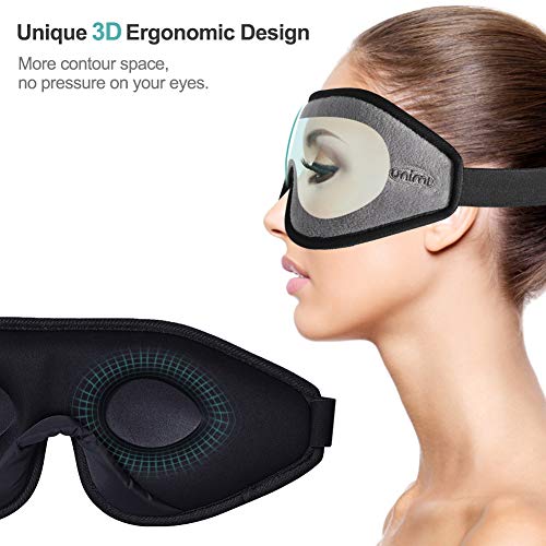 Eye Mask for Sleeping, Unimi 3D Contoured Sleep Mask for Women Men, Super Soft and Comfortable,100% Blockout Light 3D Eye Cover & Blindfold for Travel, Shift Work, Naps (Grey) …
