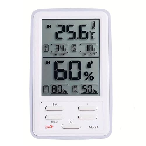 Image of KRESHU Humidity Indoor Outdoor Clock Incubator Temperature Indicator Humidity Meter Accurate Thermometer Digital Room Electric Wire Sensor LCD Screen Alarm Clock Wall Hanging (White, 1-pcs)
