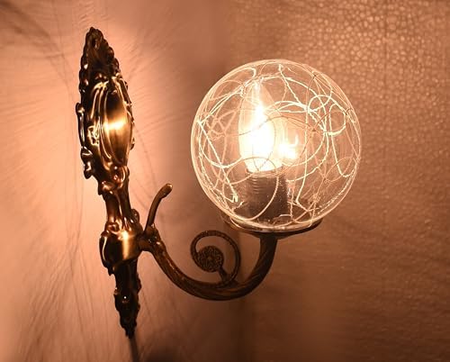 Traditional Indoor Wall Light Brown Color Globe Shape E27 Holder Upto 100-Watts Made in India (Bulb Not Included) Pack of 1(Matel) (Industrial, 1)
