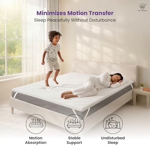 Image of MY ARMOR 2 Inch Memory Foam Mattress Topper, Soft Mattress Padding for Bed with Zipper Cover, White, Single Size, 72 inchx36 inch (6 ft x 3 ft)