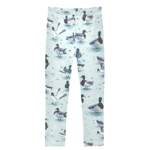 Cartoon Mallard Ducks Girls Leggings Kids Yoga Pants Dance Active Tights 4T