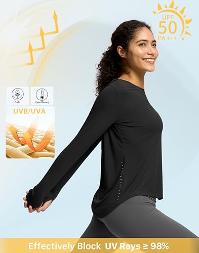 Image of Soothfeel Lightweight Long Sleeve Workout Tops for Women Gym Running Shirts