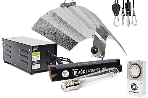 LUMII SALE 600w Ballast Grow Light Kit Hydroponics Black 600w Bulb HPS Dual Spec (600W + Hangers + Heavy Duty Timer)