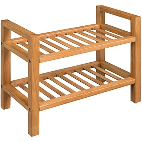 vidaXL Zapatero con 2 Estantes de Madera Roble Macizo Cover