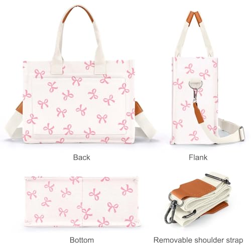 Image of Canvas Tote Bag for Women with Pockets Crossbody Bag Tote Shoulder Handbags Casual Work Bags Everything Tote Bag