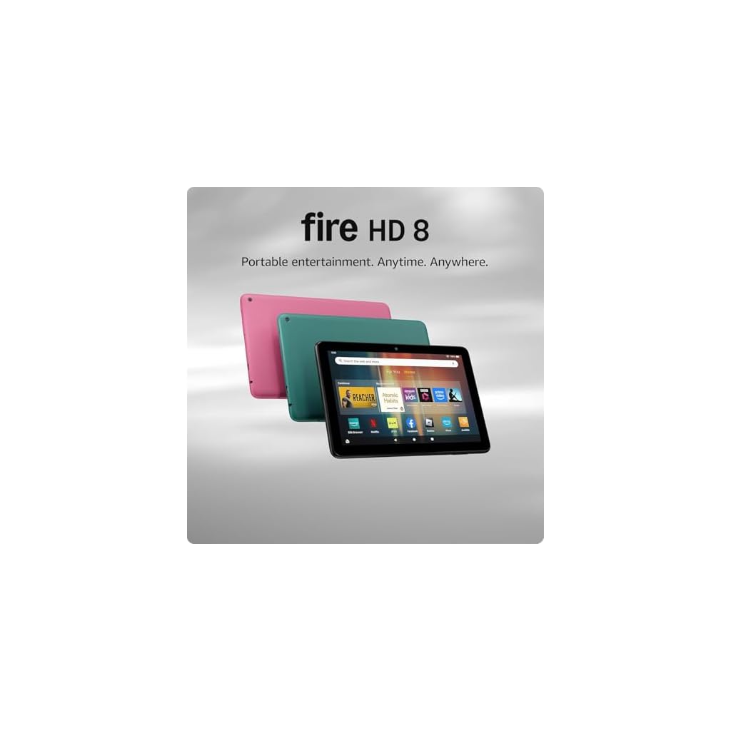 Amazon Fire HD 8 tablet (newest gen), 8" HD Display, 3 GB memory, 32 GB + All-new NuPro anti-glare screen protector