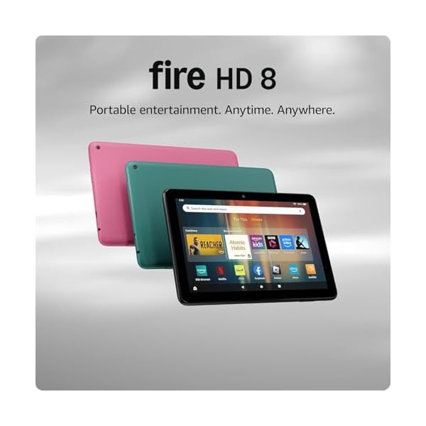Amazon Fire HD 8 tablet (newest gen), 8″ HD Display, 3 GB memory, 32 GB + All-new NuPro anti-glare screen protector