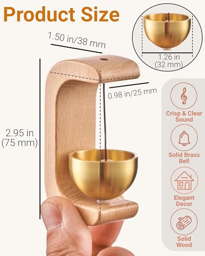 Image of Magnetic Door Chime Bell, Wooden Wind Chime Shopkeepers Doorbell for Door Opening, Door Chimes with Pleasant Ding Sound for Home Store Office Garden, Housewarming Gift Decoration (C-Shaped)