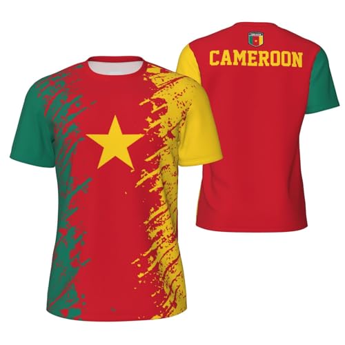 Camiseta deportiva con estampado 3D de la bandera de Camerún para aficionados, aficionados al running, Multicolor, 5XL