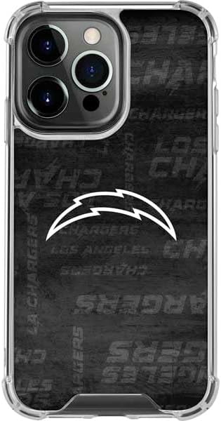 Skinit Clear Phone Case Compatible with iPhone 16 Pro Max - Officially Licensed NFL Los Angeles Chargers Black & White Design