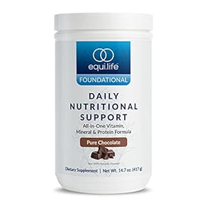 Equilife – Daily Nutritional Support, Organic and Plant Based Protein Powder, All-in-one Multivitamin, Boost Energy and Mood, Gut-Cleansing Aid and Skin Health (Pure Chocolate,14 Servings Tub)