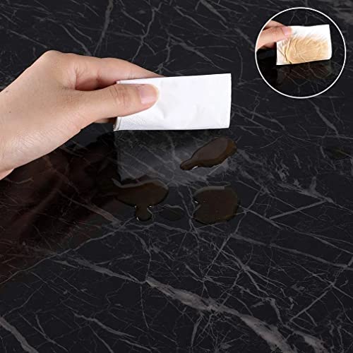 Image of NAREVAL Black Marble Wallpaper Peel and Stick Countertops Waterproof, Anti-Mold, Self-Adhesive Wall Sticker Backsplash Marble Wall Paper (Black Marble K10 60*200 Cm)