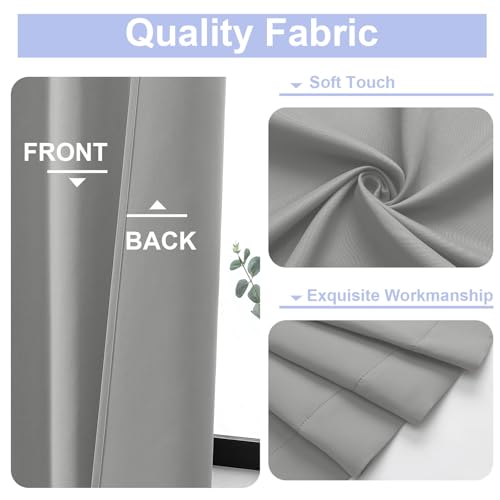 Simplebrand Ava Silver Grey Blackout Curtains for Bedroom 90 Inches Long 2 Panels Set, Solid Privacy Energy Saving Living Room Window Treatment Curtains Blackout Drapes, W50 x L90 Inch, Silver Grey