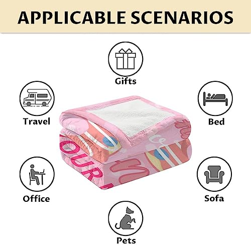 Girls Blanket - 60"x80" Cute Donut Throw Blanket Gifts for Girls - Personalized Pink Soft Fuzzy Doughnut Blanket for Bed, Couch & Living Room