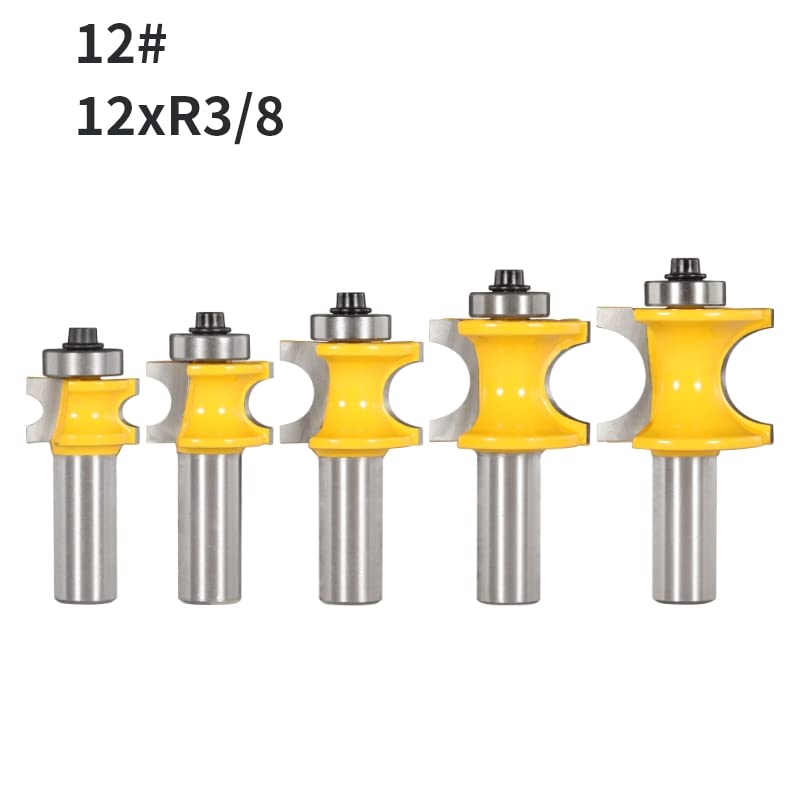 12 MM 12,7 MM Schaft Bull Nose Radius Bit Router Bit Holzbearbeitung Fräser for Holzwerkzeuge (Size : 5pcs 12mm shank)
