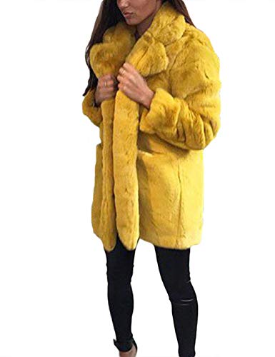 xxxiticat Women's Winter Furry Trench Long Fake Fur Coat Faux Rabbit Fur Jacket Outerwear2