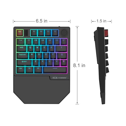 Image of MageGee Wireless One Handed Gaming Keyboard, Tri-Mode BT /2.4Ghz RGB Backlit 34 Keys Mini Keyboard for Gamer, Linear Red Switch, Wrist Rest Support(Black)