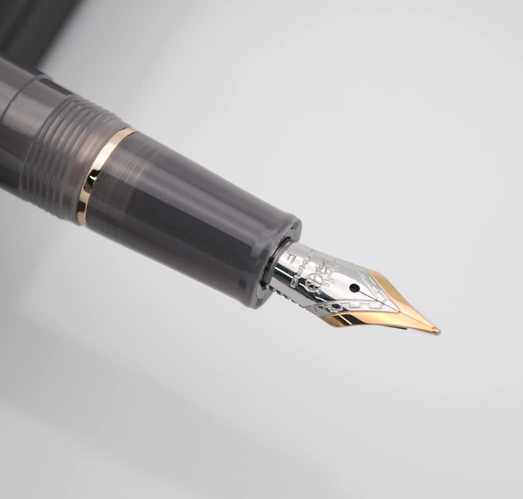 JINHAO 82 Celluloid Fountain Pen Acrylic Ink Pen with Ink Converter (Fine Nib, Gold Clip-Volcano Gray) - Image 2