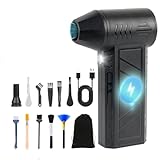 Compressed Air Duster with Flashlight, 130000RPM Air Blower for PC Cleaning, 4-Speed Cordless Rechargeable Reusable Compressed Air Blaster for Laptop Computers Keyboard, Car and Home
