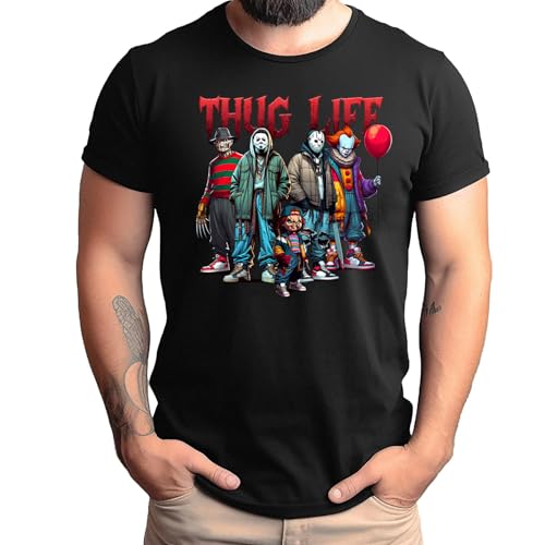 Thug Life Horror Shirt - Horror Graphic T-shirt & Sweatshirt - Thug Life Halloween Menacing Masks Unisex Shirts