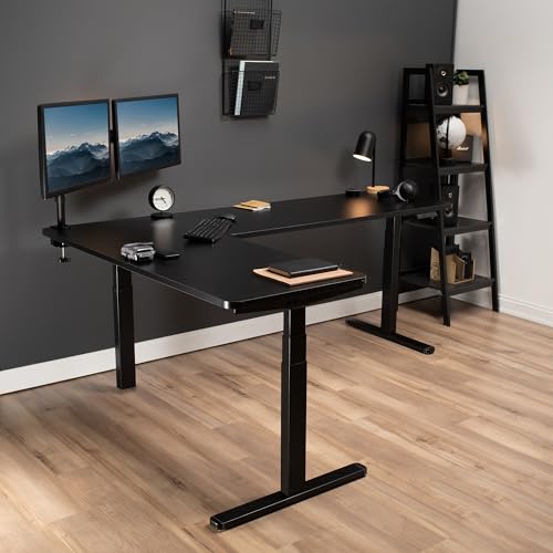VIVO Electric Height Adjustable 83 x 60 inch Corner Stand Up Desk, 2 Black Solid Table Tops, Black Frame, Memory Controller, L-Shaped Workstation, 3E Series, DESK-KIT-3E8B - Image 3