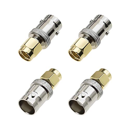4 adaptadores BNC hembra a SMA macho, conectores coaxiales RF para antena, cables coaxiales, escneres de radio